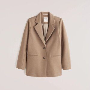 Abercrombie Women's Wool-Blend Blazer Coat - Camel Brown - Size L